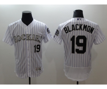 Men's Colorado Rockies #19 Charlie Blackmon White Authentic Flex Base Stitched MLB Jersey