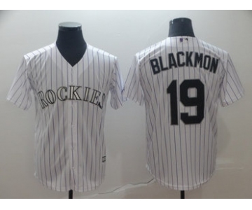 Men's Colorado Rockies 19 Charlie Blackmon White Cool Base Jersey