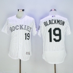 Men's Colorado Rockies #19 Charlie Blackmon White Pinstripe Home 2016 Flexbase Majestic Baseball Jersey