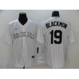 Men's Colorado Rockies #19 Charlie Blackmon White Stitched MLB Cool Base Nike Jersey