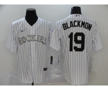 Men's Colorado Rockies #19 Charlie Blackmon White Stitched MLB Cool Base Nike Jersey