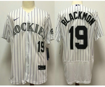 Men's Colorado Rockies #19 Charlie Blackmon White Stitched MLB Flex Base Nike Jersey