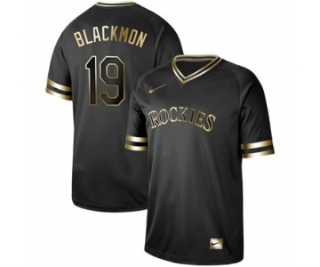 Rockies #19 Charlie Blackmon Black Gold Authentic Stitched Baseball Jersey