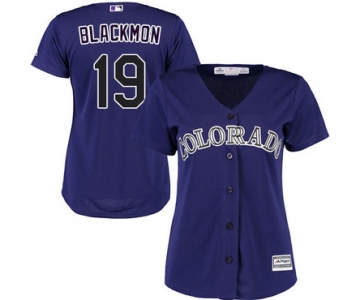 Rockies #19 Charlie Blackmon Purple Alternate Women's Stitched Baseball Jersey