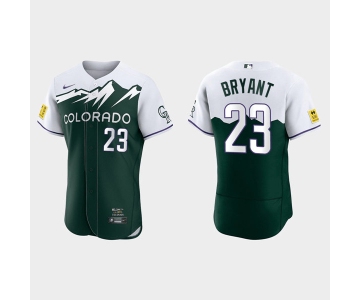 Men's Colorado Rockies #23 Kris Bryant Green 2022 City Connect Flex Base Stitched Baseball Jersey