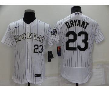 Men's Colorado Rockies #23 Kris Bryant White Stitched MLB Flex Base Nike Jersey