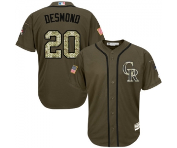 Colorado Rockies 20 Ian Desmond Green Salute to Service Stitched Baseball Jersey