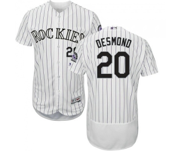 Colorado Rockies 20 Ian Desmond White Strip Flexbase Authentic Collection Stitched Baseball Jersey