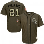 Colorado Rockies 21 Kyle Freeland Green Salute to Service Stitched Baseball Jersey