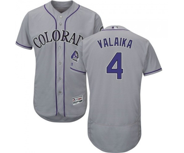 Colorado Rockies 4 Pat Valaika Grey Flexbase Authentic Collection Stitched Baseball Jersey