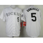 Colorado Rockies #5 Carlos Gonzalez White Jersey