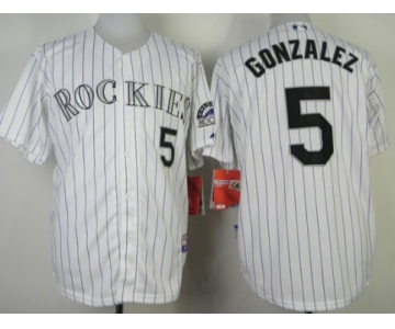 Colorado Rockies #5 Carlos Gonzalez White Jersey