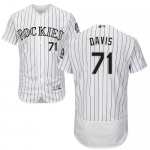 Colorado Rockies #71 Wade Davis White Strip Flexbase Authentic Collection Stitched MLB Jersey