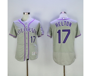 Men's Colorado Rockies #17 Todd Helton Retired Gray 2016 Flexbase Majestic Baseball Jersey