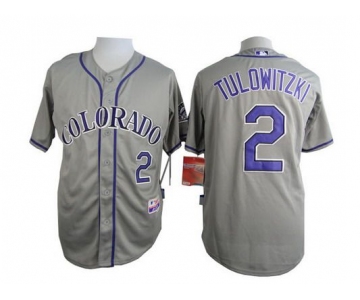 Men's Colorado Rockies #2 Troy Tulowitzki Gray Jersey