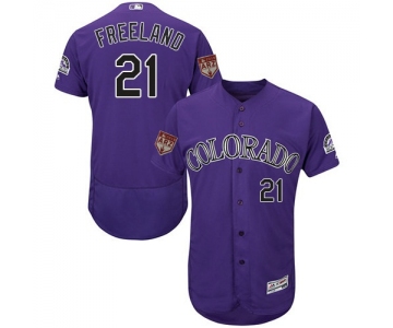 Men's Colorado Rockies #21 Kyle Freeland Purple 2019 Spring Training Flexbase Jersey