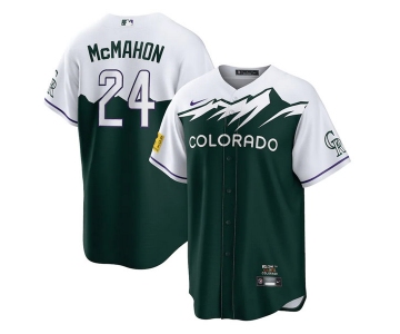 Men's Colorado Rockies #24 Ryan McMahon Green 2022 City Connect Cool Base Stitched Baseball Jersey