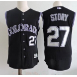 Men's Colorado Rockies #27 Trevor Story Black Vest Sleeveless Stitched MLB Majestic Cool Base Jersey