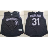 Men's Colorado Rockies #31 Kyle Freeland Black Vest Sleeveless Stitched MLB Majestic Cool Base Jersey