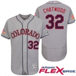 Men's Colorado Rockies #32 Tyler Chatwood Gray Stars & Stripes Fashion Independence Day Stitched MLB Majestic Flex Base Jersey