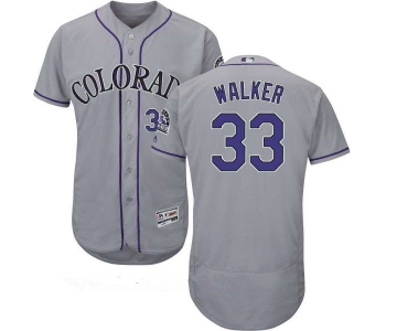 Men's Colorado Rockies #33 Larry Walker Retired Gray Road Stitched MLB Majestic Flex Base Jersey