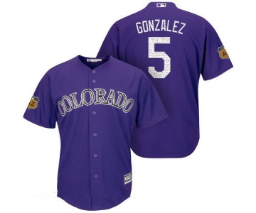 Men's Colorado Rockies #5 Carlos Gonzalez Purple 2017 Spring Training Stitched MLB Majestic Cool Base Jersey