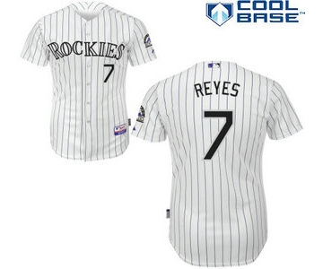 Men's Colorado Rockies #7 Jose Reyes Home White MLB Cool Base Jersey