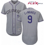 Men's Colorado Rockies #9 DJ LeMahieu Gray Road Stitched MLB Majestic Flex Base Jersey