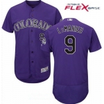 Men's Colorado Rockies #9 DJ LeMahieu Purple Alternate Stitched MLB Majestic Flex Base Jersey