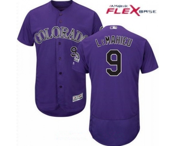 Men's Colorado Rockies #9 DJ LeMahieu Purple Alternate Stitched MLB Majestic Flex Base Jersey