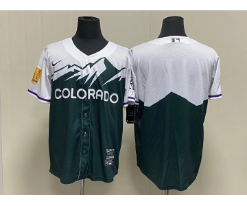 Men's Colorado Rockies Blank Green 2022 City Connect Cool Base Stitched Jersey