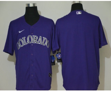 Men's Colorado Rockies Blank Purple Stitched MLB Cool Base Nike Jersey