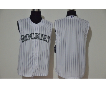 Men's Colorado Rockies Blank White 2020 Cool and Refreshing Sleeveless Fan Stitched MLB Nike Jersey