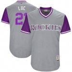 Men's Colorado Rockies Jonathan Lucroy Luc Majestic Gray 2017 Players Weekend Authentic Jersey