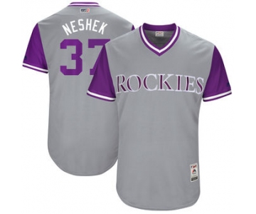 Men's Colorado Rockies Pat Neshek Neshek Majestic Gray 2017 Players Weekend Authentic Jersey