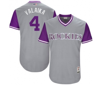 Men's Colorado Rockies Pat Valaika Valaika Majestic Gray 2017 Players Weekend Authentic Jersey