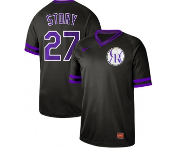 Rockies #27 Trevor Story Black Authentic Cooperstown Collection Stitched Baseball Jersey