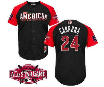 American League Detroit Tigers #24 Miguel Cabrera 2015 MLB All-Star Black Jersey