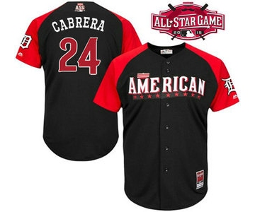 American League Detroit Tigers #24 Miguel Cabrera Black 2015 All-Star Game Player Jersey