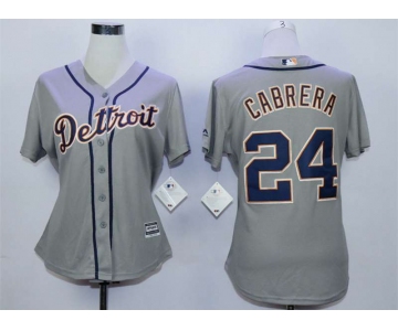 Detroit Tigers #24 Miguel Cabrera Grey Women New Cool Base Jersey