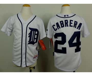 Detroit Tigers #24 Miguel Cabrera White Kids Jersey