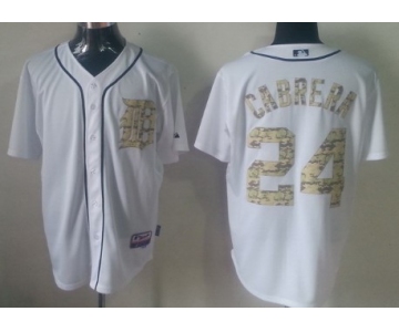 Detroit Tigers #24 Miguel Cabrera White With Camo Jersey