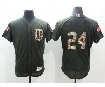 Men's Detroit Tigers #24 Miguel Cabrera Green Salute to Service 2016 Flexbase Majestic Baseball Jersey