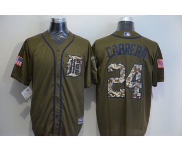 Men's Detroit Tigers #24 Miguel Cabrera Green Salute to Service Majestic Baseball Jersey