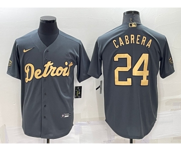 Men's Detroit Tigers #24 Miguel Cabrera Grey 2022 All Star Stitched Cool Base Nike Jersey