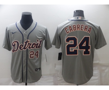 Men's Detroit Tigers #24 Miguel Cabrera Grey Stitched Cool Base Nike Jersey