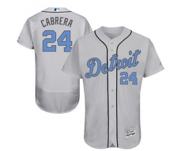 Men's Detroit Tigers 24 Miguel Cabrera Majestic Gray Father's Day Flex Base Jersey