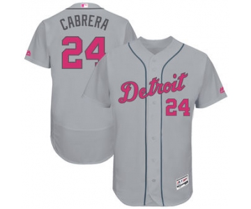 Men's Detroit Tigers 24 Miguel Cabrera Majestic Gray Mother's Day Flex Base Jersey