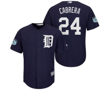 Men's Detroit Tigers #24 Miguel Cabrera Navy Blue 2017 Spring Training Stitched MLB Majestic Cool Base Jersey