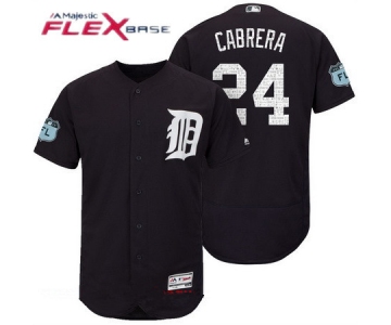 Men's Detroit Tigers #24 Miguel Cabrera Navy Blue 2017 Spring Training Stitched MLB Majestic Flex Base Jersey